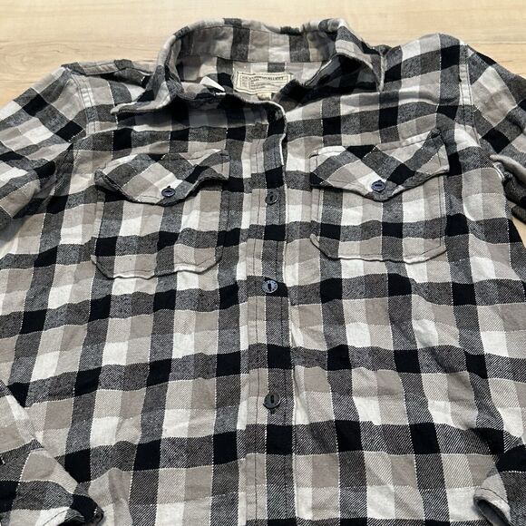 Current Elliott Women 0 Flannel Button Down Shirt Plaid Long Sleeve Top - Picture 4 of 10